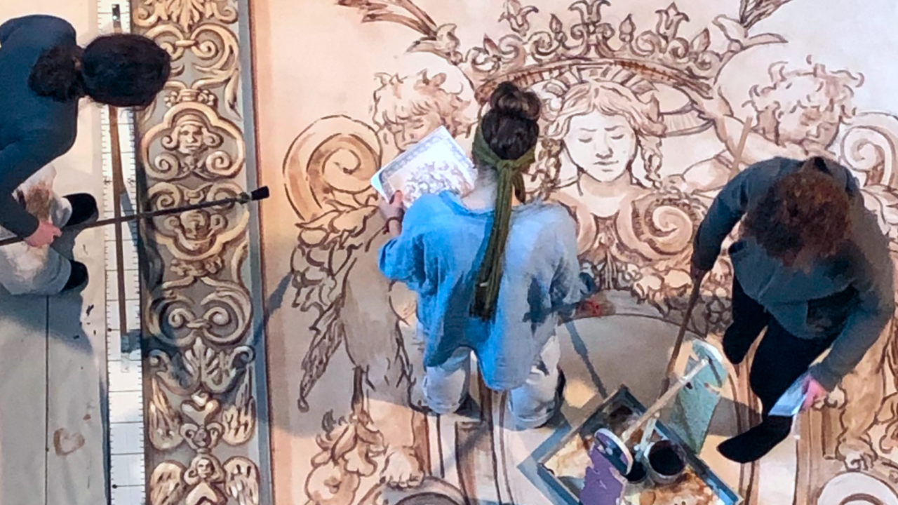 Pittori di scenari al lavoro